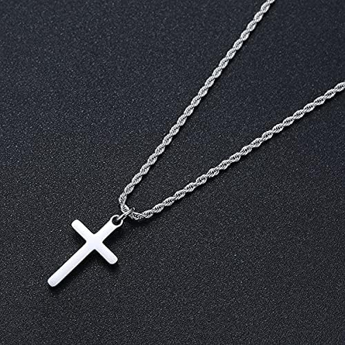 Cross ogrlica za dječaka nehrđajućeg čelika mali križ privjesak Twist uže Lanac ogrlica jednostavna