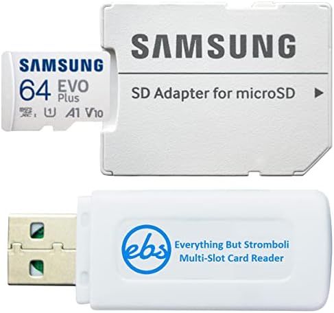 Samsung 64GB Evo Plus Klasa 10 MicroSD memorijska kartica radi sa Galaxy Tablet Tab A 8.0, Tab A 7.0, Tab Active 2, Knjiga 12 paket sa svime osim Stromboli Micro čitač kartica