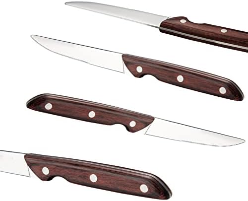 Entcook noževi za odreske, set noža za odreske sa drvenom ručkom nazubljeni kuhinjski nož od nerđajućeg