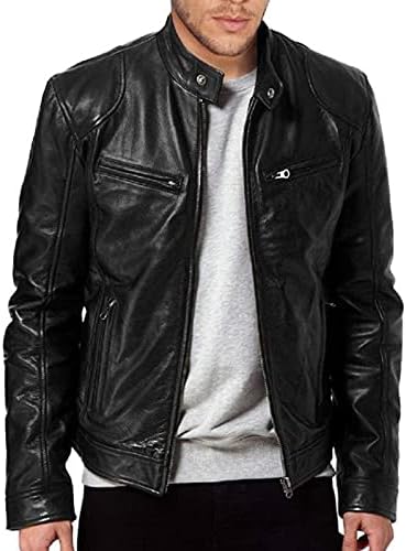 Muška bajkerska jakna od umjetne kože Vintage motociklistička jakna vanjska odjeća Retro PU