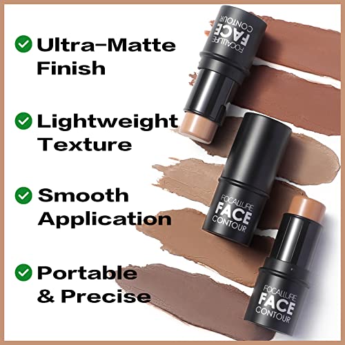 FOCALLURE krema Contour Stick, mat Bronzer Stick, profesionalno oblikovanje lica & amp; Contouring stick Makeup, jednostavan za nanošenje sa Izgradivom pokrivenošću, dugotrajan & amp; vodootporan, COCOA