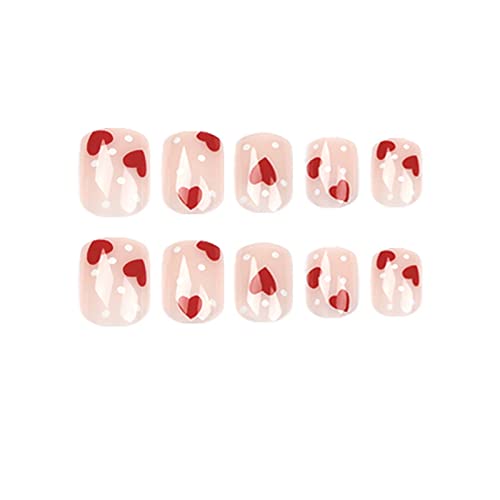Savjeti za nokte balerine sa ljepilom i bijelom Polka tačkom crveni ljubavni štapić za nokte nosite ploču za nokte poboljšanje noktiju završio lažni nokat uklonjivi 5ml nokti lažni štapići