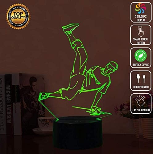 Jinnwell 3D Street Dance noćna lampa iluzija 7 promjena boje dodirni stol za presvlačenje Stolne lampe poklon akrilna ravna ABS baza USB Kabelska igračka