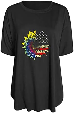 Vijailna američka zastava 4. jula plus veličine vrhova Ljeto za žene čaplje rukav vrhovi Trendi tenkovi za ispis labavih majica