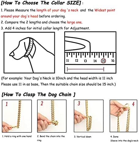 Foren zagrlica za pse, teška ovratnik za prigušivanje, izdržljivo 10 mm širok metalni lanac od nehrđajućeg čelika za male srednjeg psa