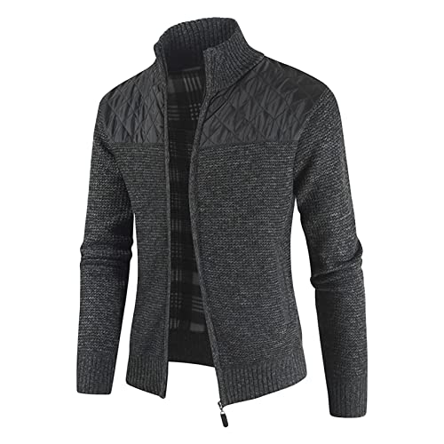 Muški obični fit pleteni puni zip kardigan slim fit debeli boja blok džemper fleece toplo zimske zbojere