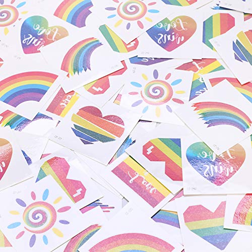 96 listova Rainbow privremene tetovaže, Konsait rainbow Flag Heart Tattoos vodootporna naljepnica za umjetnost tijela za djevojčice i dječake favorizira proslave Parada ravnopravnosti ponosa