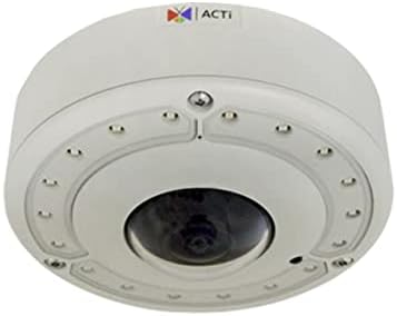 Acti Corporation B76A 12MP 4K IR vanjska mreža Hemisferic Fisheye Dome kamera sa 1,65 mm fiksnom sočivom, bijelom.