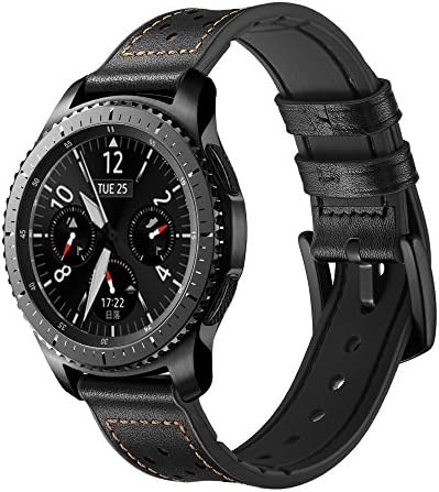 AISPORTS kompatibilni za 22mm Samsung Gear S3 Frontier/Gear S3 Classic/Galaxy Watch 46mm bendovi kožna meka silikonska zamjenska narukvica narukvica Narukvica za Galaxy Watch 46mm / Gear S3 Smart Watch, Crna