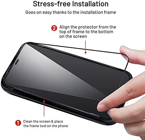 bersem [4 paketa Zaštita ekrana kompatibilna sa iPhoneom 12 [2 pakovanja] Zaštita ekrana od kaljenog stakla +2 pakovanja zaštita sočiva kamere od kaljenog stakla [Case Friendly] [Easy Installation Frame] - Crvena