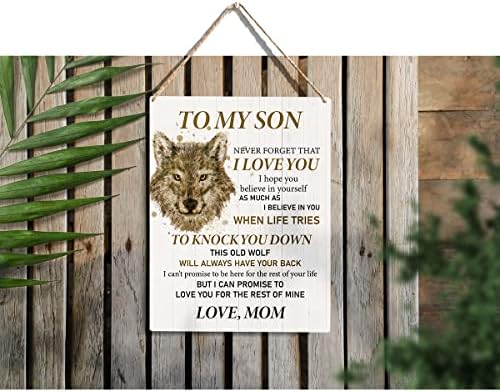 Sine nikad ne zaboravi da te volim drveni znak mom sinu vuk drvene znakove rustikalne viseće plakete Početna