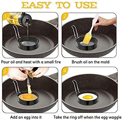 Prstenovi za jaja, 4 okrugli prsten za kuvanje jaja od nerđajućeg čelika, kalup za jaja za pečena jaja