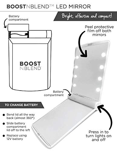 Boost N Blend 8 LED svjetla sklopivo ručno kompaktno ogledalo-sklopivo, veličina torbice & amp; Kozmetičko