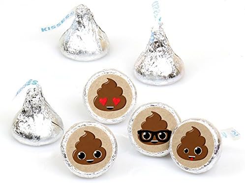 Party ' Til you're Pooped - Poop Emoji Party Round Candy Sticker Favors-Labels Fit Chocolate Candy