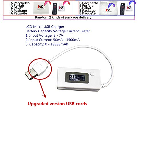 LCD mikro USB punjač kapaciteta napona struja ispitivač metar detektor bijele / crne boje + otpornik opterećenja 2a / 1A sa prekidačem, bijeli