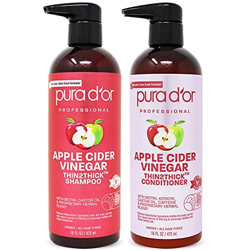 Pura d'ili jabukov sirćerni tanki2hick set ACV šampon i balzam i terapija solp-terapija šampon i ljekovita regenerator za suhu, svrbež vlasište - hidratacije i njeguju kosu