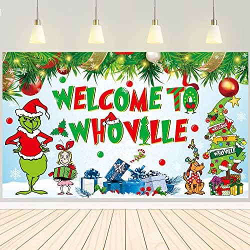 Dobro došli u Whoville Backdrop Grinch Party Dekoracije Whoville Božić dekoracije Grinch Backdrop