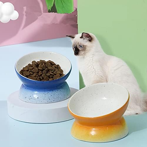 Cat Bowl keramička zaštita za usta cervikalni pršljen protiv prevrtanja posuda za vodu keramička posuda za hranu za kućne ljubimce, pogodna za mačke s ravnim licem i male pse