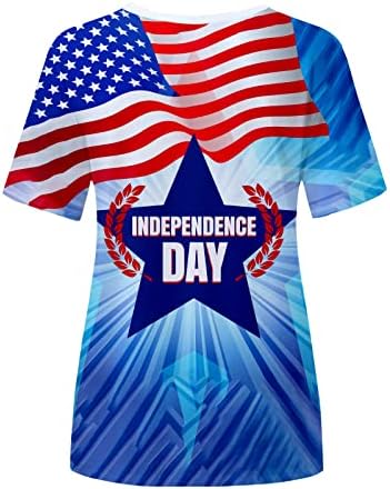 Ženska dnevna majica za nezavisnost Američka zastava Tunic Tuntic Tops Labavi kratki rukav V izrez 4. jula