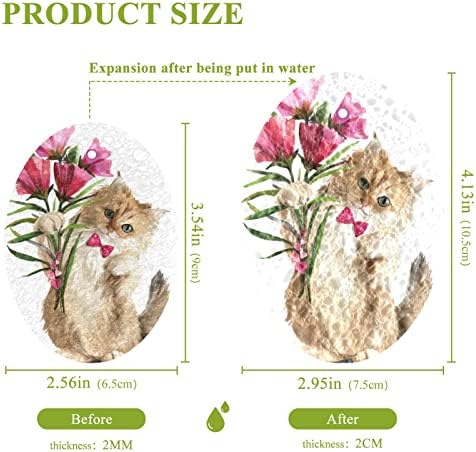 Alaza mačka mače sa cvijećem prirodne sunđere kuhinje celulozni spužvi za posuđe pranje kupaonice i čišćenje domaćinstava, nekrbavi i ekološki prihvatljivi, 3 pakovanja