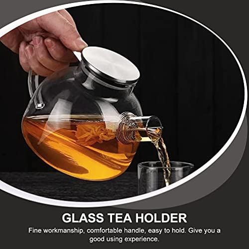Hemoton stakleni čaj 1pc stakleni čaj čajnik prozirni čaj čajnik 1l Čajnik za kapacitet sa nehrđajućim čeličnim poklopcem i unutrašnjim čajnim cjedilom za kuhinjom Koristite staklene čajne kotlete