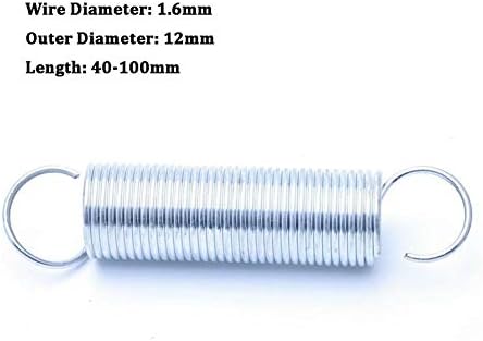 Zamijenite rezervnu oprugu za natezanje opruga s kukom vanjskog promjera 12 mm bijeli cink prečnik žice 1,6 mm proširenje opruge dužine 40-100mm 5pcs