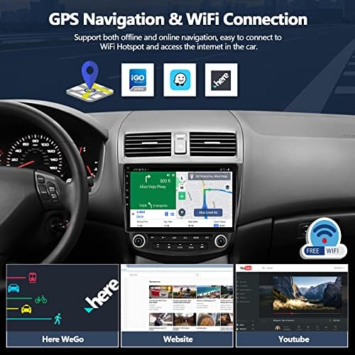 CAMECHO za Honda Accord Radio 7th 2003-2007 Android 11 auto Stereo sa bežičnim CarPlay Android Auto 10.1 dodirni ekran auto Radio sa rezervnom kamerom 2GB+32GB podrška GPS navigacija Wi-Fi Bluetooth FM