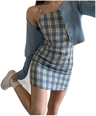 Mini haljine FQZwong za žene pletene karijske haljine CAMICON Squar Carm CAMI