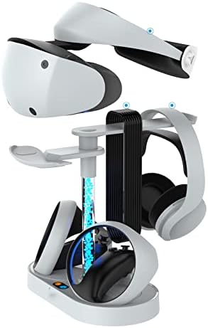 Sedište ručke kompatibilno za PS VR2 magnetna baza za punjenje sa dvostrukim kontrolerom sa RGB priključkom za punjenje svjetla kompatibilnom za PS VR 2 stalak za slušalice