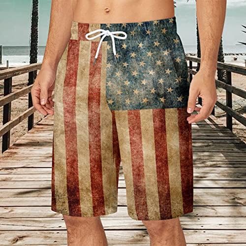 Bmisegm ljetni atletski šorc za muškarce muški ljetni dan nezavisnosti Plus Size pantalone džepna vezica labavo ležerno plivanje