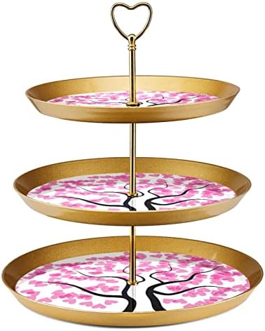 3-Tier Cupcake Stand Tree of Pink Heart Party Party Food Server Display Stand Fruit Desert Plate Decorating for Wedding, Event, Birthday