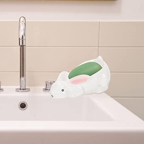 Ipetboom keramički sapun od sapuna za ladicu bar sapuni držač ukrasni sapun ploče ručni sapun sapun sačuvača zeko životinjskog oblika ključa posuda za kupatilo za kupatilo kuhinjskog sudopera bijelo