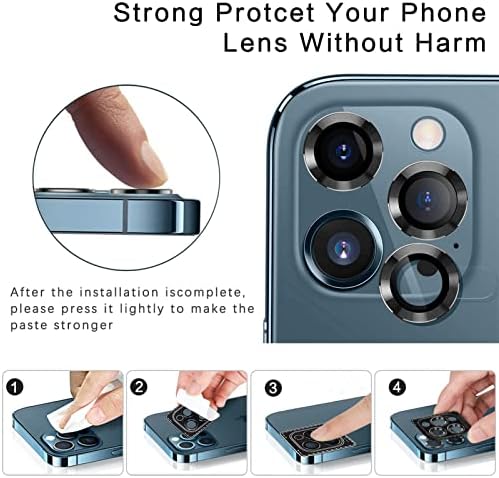 ZenTiky zaštita sočiva kamere za iPhone 13 Pro i iPhone 13 Pro Max, kaljeno staklo Premium Aluminijumska legura sočiva folija za pokrivanje ekrana za iPhone 13 Pro / 13 Pro Max 2021, siva