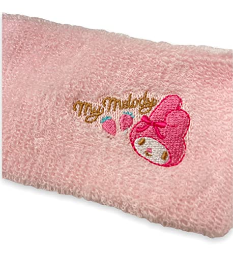 Sanrio My Melody Pile fabric vezene trake za glavu 7,1 in × 2,6 u oblikovanju kose za pranje šminke za