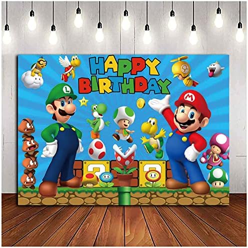 Super Mario zlatnik Video igra Sretan rođendan tema fotografija pozadine 5x3ft djeca dječaci Rođendanska zabava dekor zalihe torta Tabela dekor djeca Shoot fotografija pozadine rekviziti vinil