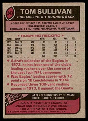 1977 TOPPS # 243 Tom Sullivan Philadelphia Eagles VG / ex orlovi Miami Florida