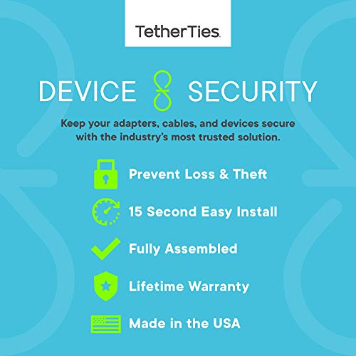 TetherTies Cable Tethers Black 5 Pack / patentirani unaprijed sastavljeni adapteri adaptera | osigurajte adaptere vašeg računara & amp; Mac Dongles | jednostavna instalacija / besplatan alat za presovanje