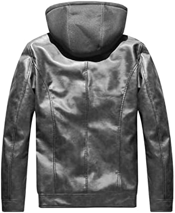 Maiyifu-GJ Muška zimska topla jakna od umjetne kože termo Motorcyle kaput sa kapuljačom starinske bajkerske jakne sa kapuljačom koja se može skinuti