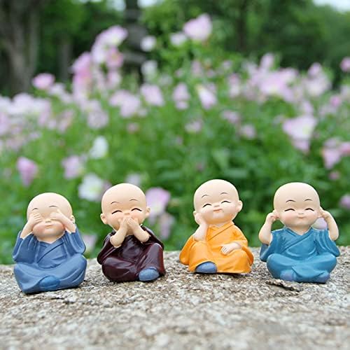 4pcs slatko kung fu monk statua minijaturna buda figurica mudra figura baby lottle monk skulptura