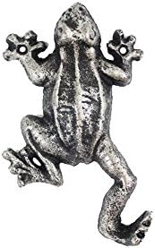 Ručno izrađeni nautički dekor Rustikalno srebrno liveno željezo Žaba 6 - rustikalna zidna kuka - ukras žaba
