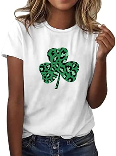 CGGMVCG St. Patricks dan majice za žene Lucky Patten modni Casual kratkim rukavima Tee zelene