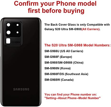 Perzework OEM zamjena za stražnje staklo kompatibilna sa Samsung Galaxy S20 Ultra 6,9 inča 5G sa kompletom