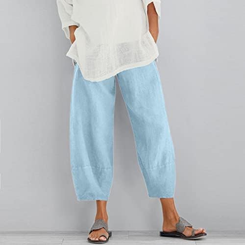 Ljetne hlače za žene za žene, žene, ženske ljetne kapi hlače s visokim strukom Cvijeće Print pantalone široke pantalone za noge s džepovima