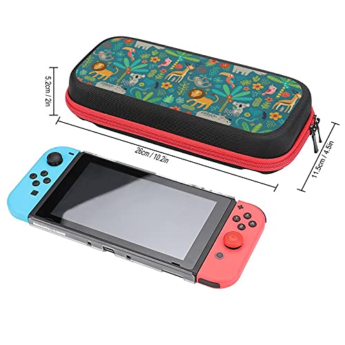 Torbica za nošenje za Nintendo Switch Case bešavni uzorak džungla životinje otporan na udarce zaštitni poklopac tvrde ljuske sa 20 slotova za kartice za igre, unutrašnji džep za Joy-Con & amp; dodatna oprema