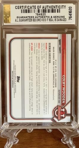Colby drvena rookie kartica 2021-22 1. bowman univerzitet Gem-mint 10 # 88! W / h COA