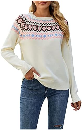 Duks pulover za žene Ležerne prilike ugodne Argyle Pletene džempere Raglan vrhovi s dugim rukavima