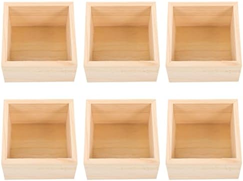 Cabilock 6pcs Malene nedovršene drvene kutije 4 x 4 / 10x10 cm kvadratni obrt kutije za skladištenje obloga za kolekcionarstvo Kućne mesto dekorskog sukulenti Dekorativne saksije