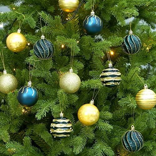Sattiyrch Božić Ball Ornamenti 30ct, 60mm/ 2.36 plava i Zlatna Shatterproof plastike dekorativni Božić