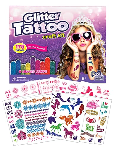Purple Ladybug 175 Dizajn Glitter Tattoo Kit + 7 bijele poklon vrećice s panelom za ogrebotine za