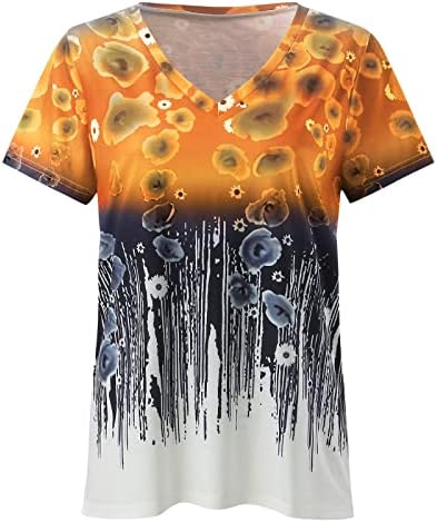 Miashui Womens Ljetna majica Žene Ljeto Print Tops V izrez Majice kratkih rukava Casual T Majice Dugi